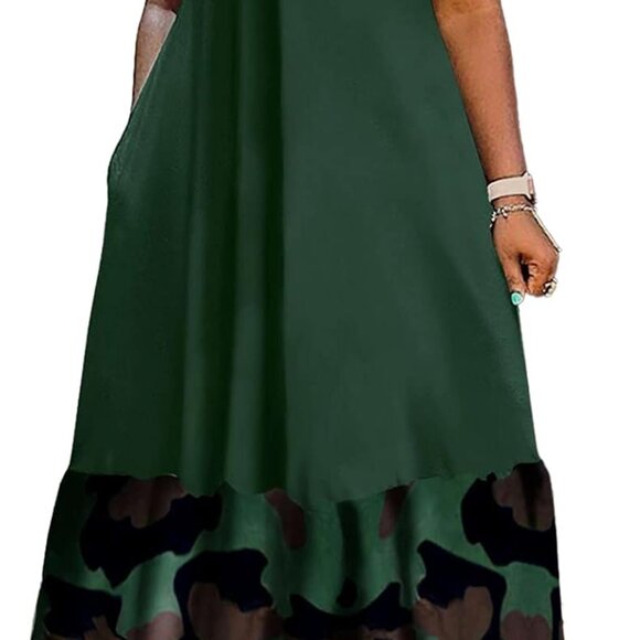 Plus Size Maxi Dress Womens Sleeveless Loose Fit Long Dress with Pockets - Picture 1 of 3